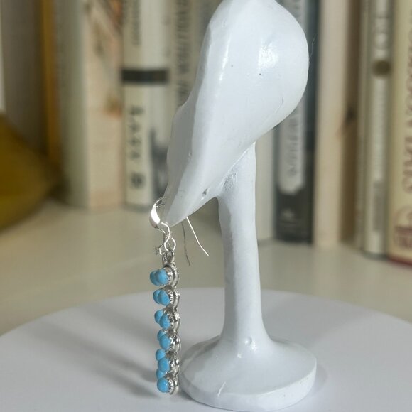 💎 Turquoise Delicate Drop Earrings - Unique Handmade Sterling Silver Jewelry - Picture 5 of 12